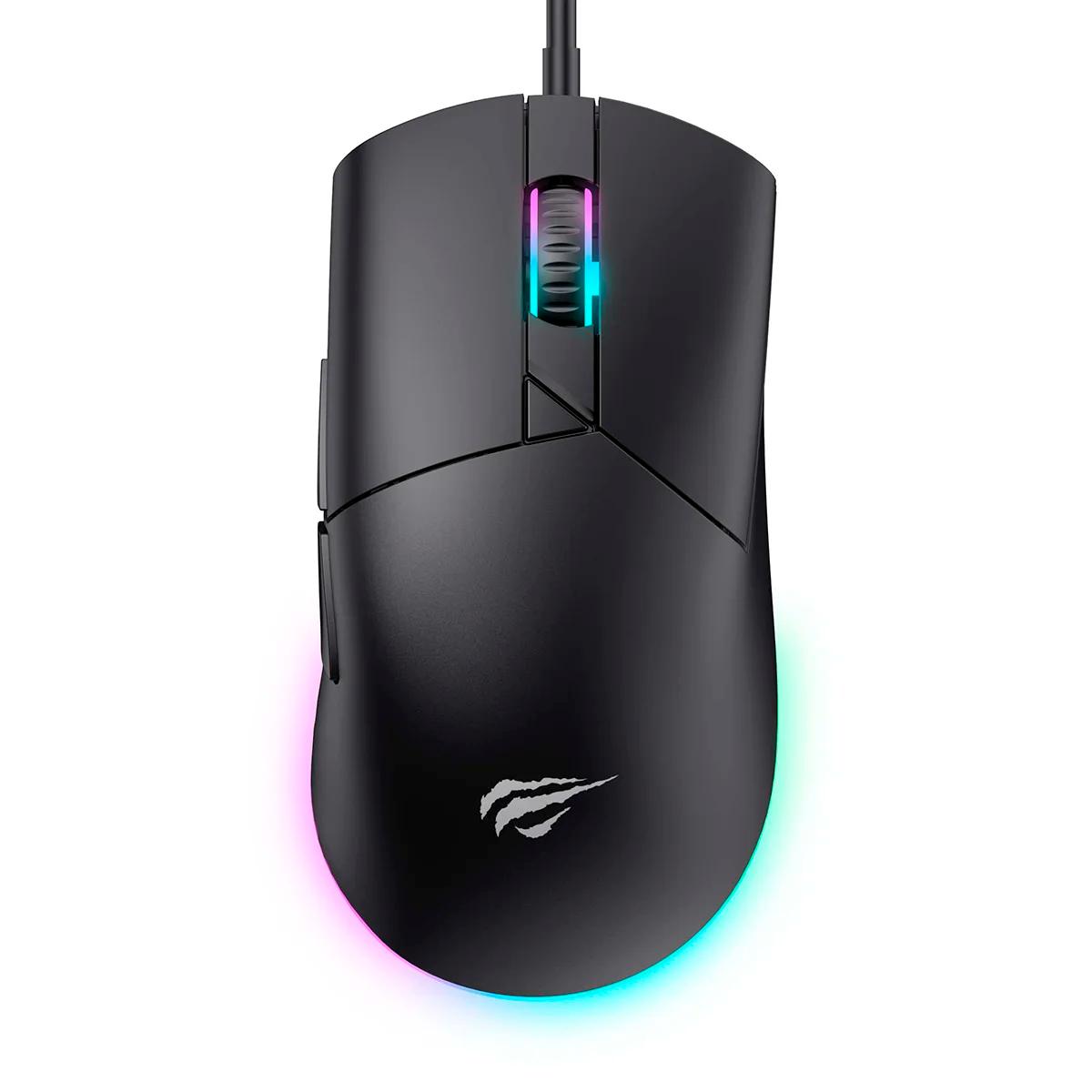 RGB Preto Mouse Gamer, Havit MS1038, 8000 DPI, 7 Garrafas
