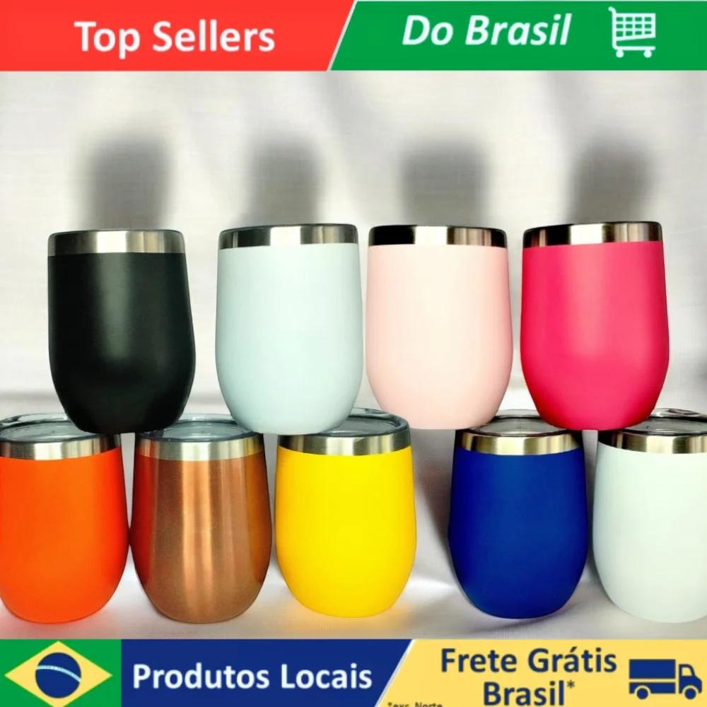 Copo Cuia Térmico 350 mL Em Inox Cor Aleatoria Com Tampa Acrílica Fosco