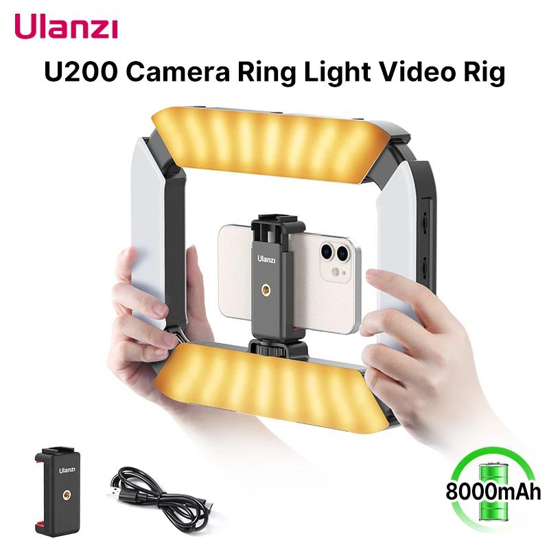 Ulanzi-U-200 LED Ring Light para Fotografia, Luz de Vídeo, Câmera Bi-color, Clipe de Telefone, Sapato Frio, YouTube Live Rig Lamp