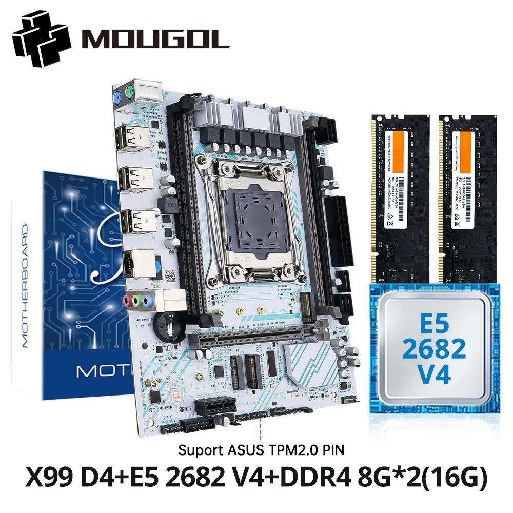 Conjunto de placa-mãe MOUGOL X99 com CPU Intel Xeon E5 2680 V4 Dual-channel DDR4 16G(2*8G) 2133MHz RAM para componentes de computador para jogos