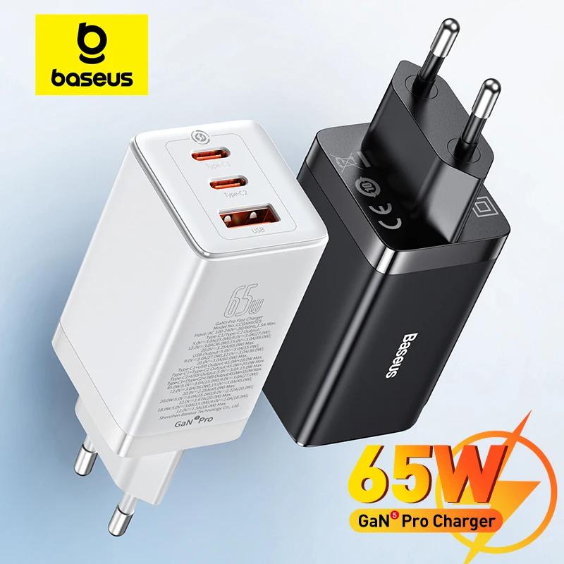 Baseus 65w gan carregador de carga rápida tipo c pd qc carregador usb portátil carregador rápido para portátil iphone 17 16 15 14 13 pro