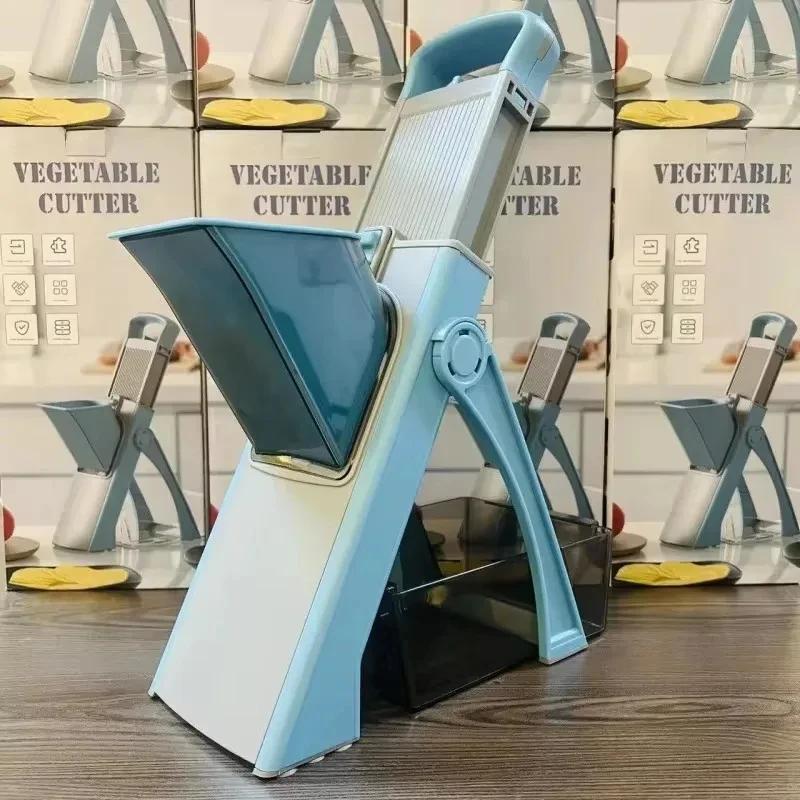 5 em 1 cortador de legumes tira cortador de espessura ajustável multi-função cortador de legumes seguro acessórios de cozinha gadget