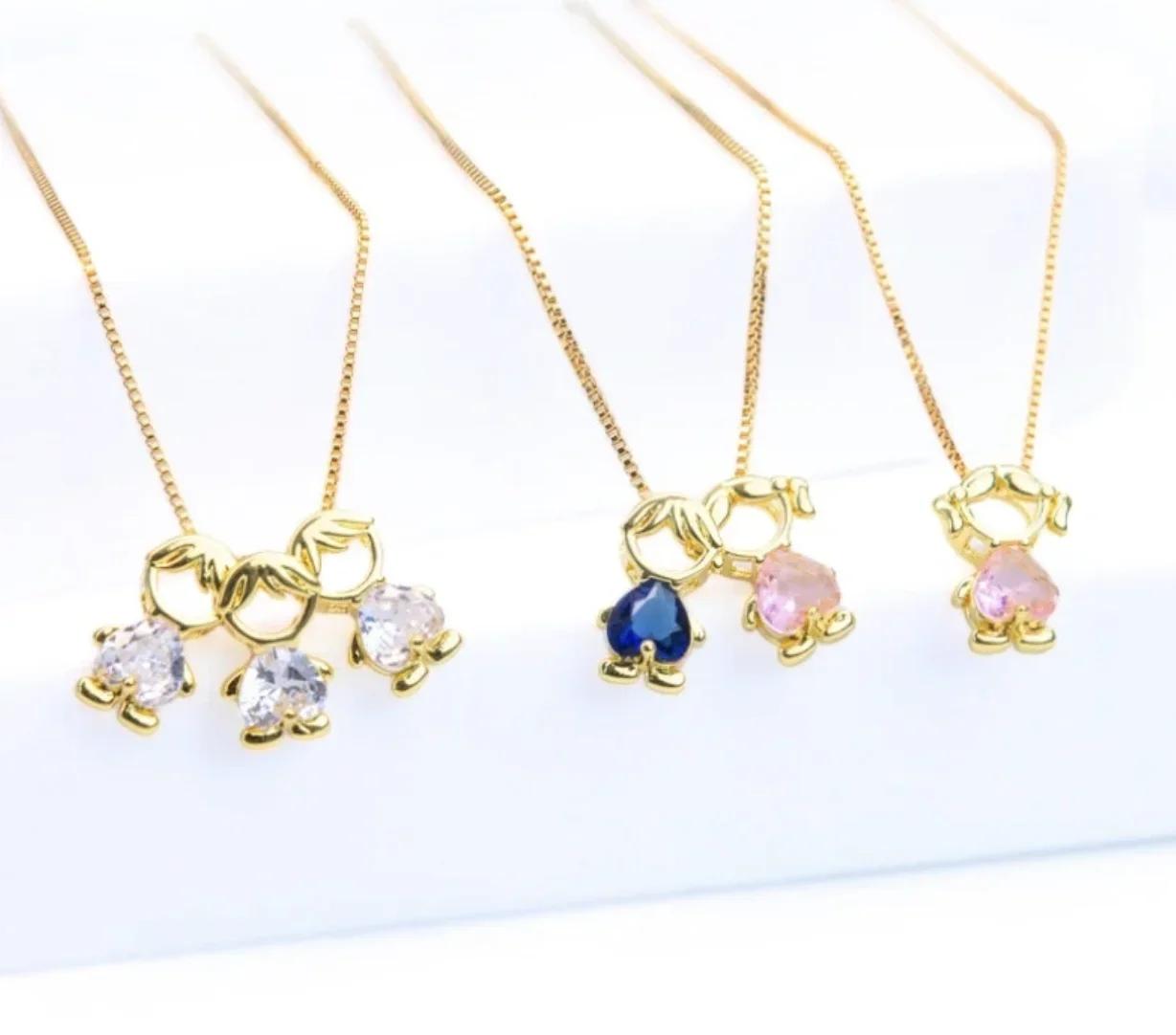 Nidin moda bonito meninas meninos pingente colares para mulheres forma de coração cristal zircão charme clavícula corrente jóias presentes de aniversário