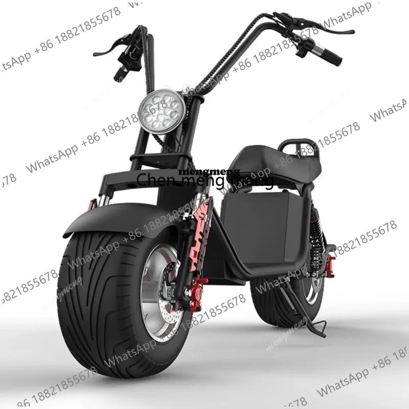Motocicleta Elétrica 2000W48V20AH com Bateria de Lítio Removível, Bicicleta Elétrica para Adultos, Scooter Elétrico Off-road com Pneus Largos e Assento Duplo