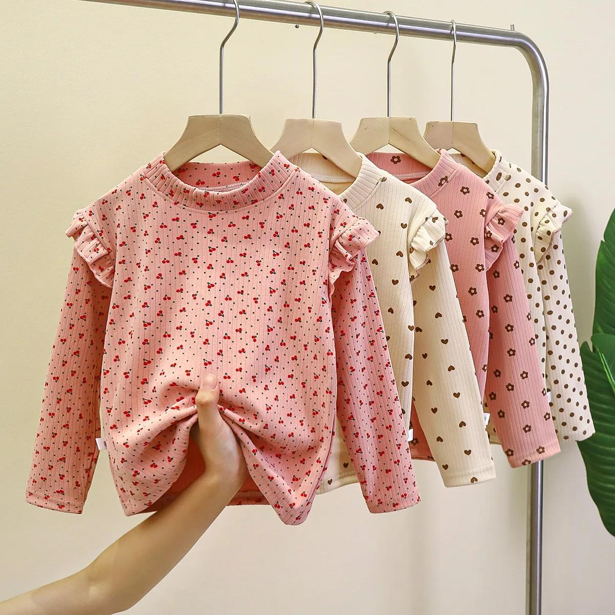 Primavera outono da criança crianças meninas roupas do bebê floral camiseta inferior camisa superior para criança meninas pano bebê 2t aniversário t camisas