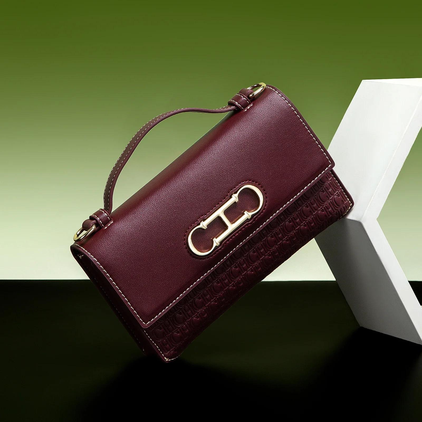 Ch crossbody saco de marca feminina carta impressão couro compacto elegante bolsa tote requintado moda feminina