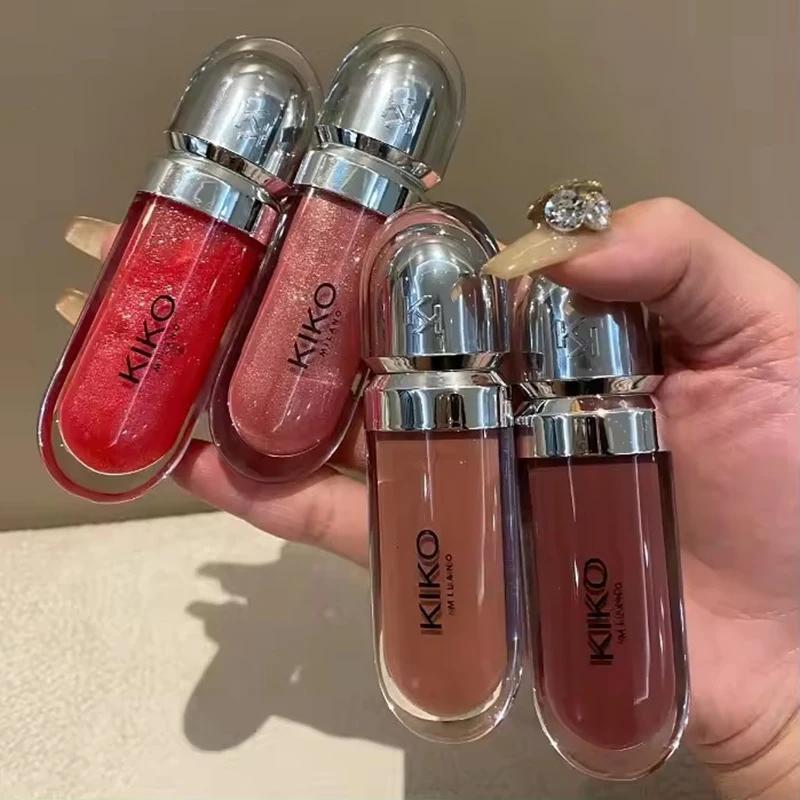 Kiko 3d hydra lipgloss espelho lábio esmalte shimmer hidratante perolado cor líquido brilho labial gordo brilhante antiaderente copo bálsamo