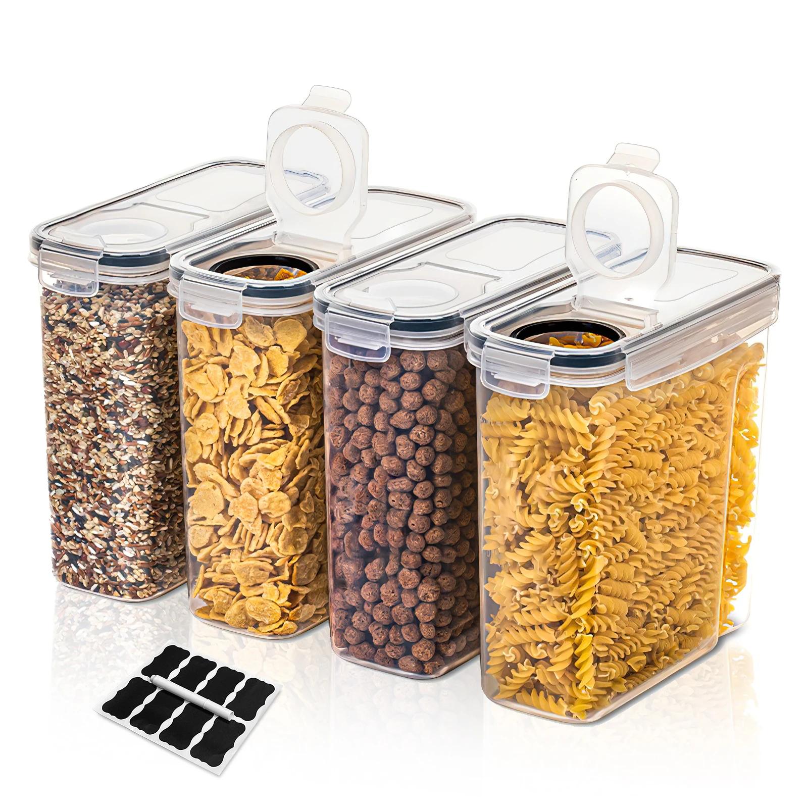 Conjunto de armazenamento de recipientes de cereais de 2/3/4 (2,5L 84oz), recipientes herméticos de armazenamento de alimentos para organização de cozinha e despensa, cereais