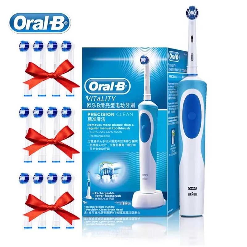 Oral B escova de dentes elétrica rotação limpeza oral 3d dente branco adulto vitalidade escova de dentes carregamento indutivo + presente cabeça da escova