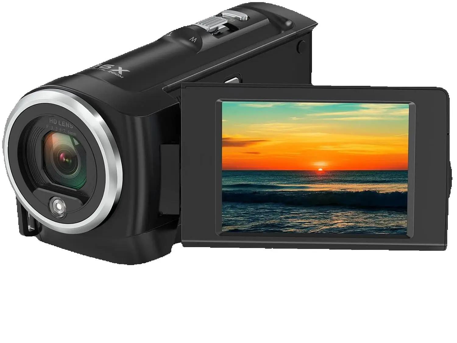 Câmera de vídeo filmadora, filmadora qhd 2.7k 50mp 16x câmera de vídeo digital, 2.8 '' 270 graus de rotação tela gravador de vídeo