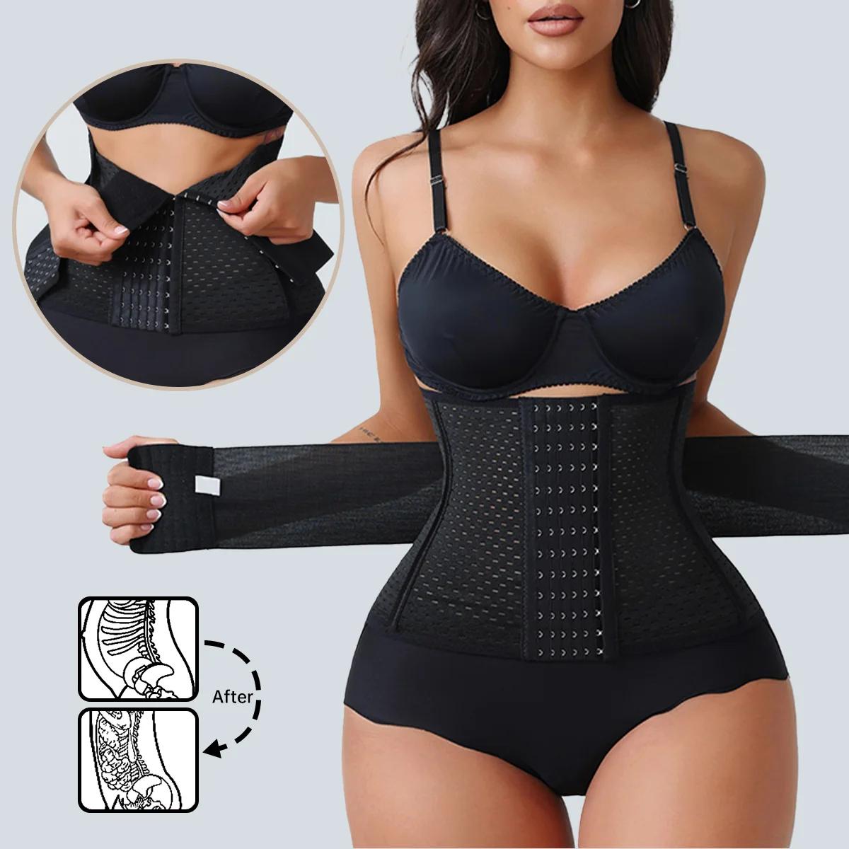 Novo treinador de cintura ajustável para mulheres cintos duplos espartilho de neoprene com zíper treino cincher para controle de barriga e suporte para as costas