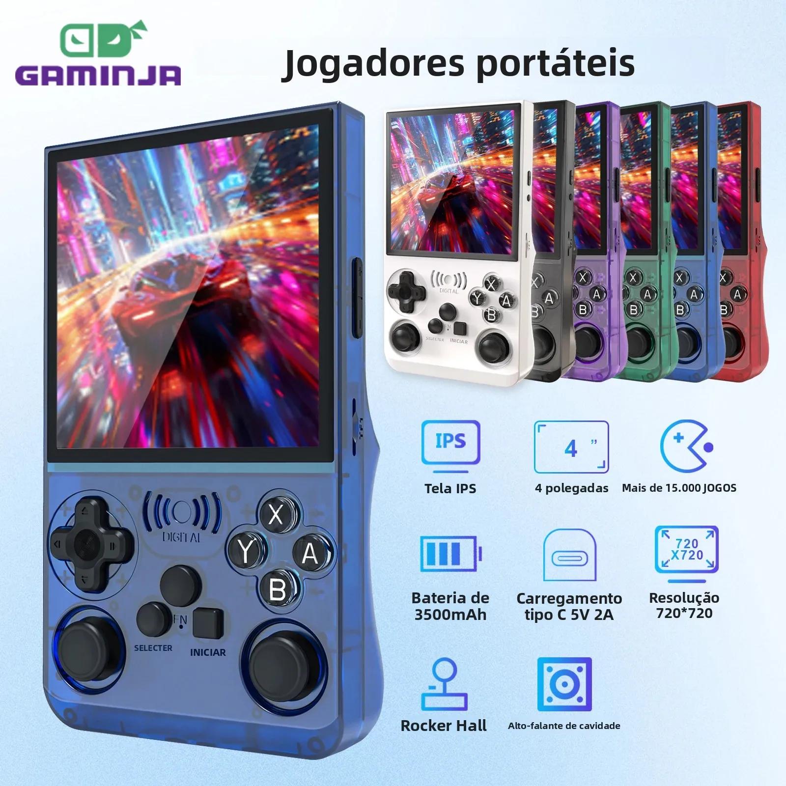 GAMINJA ANS13 Retro Console de videogame portátil mais de 15000 jogos Linux integrado com tela IPS de 4,0 polegadas Console de jogos portátil de bolso