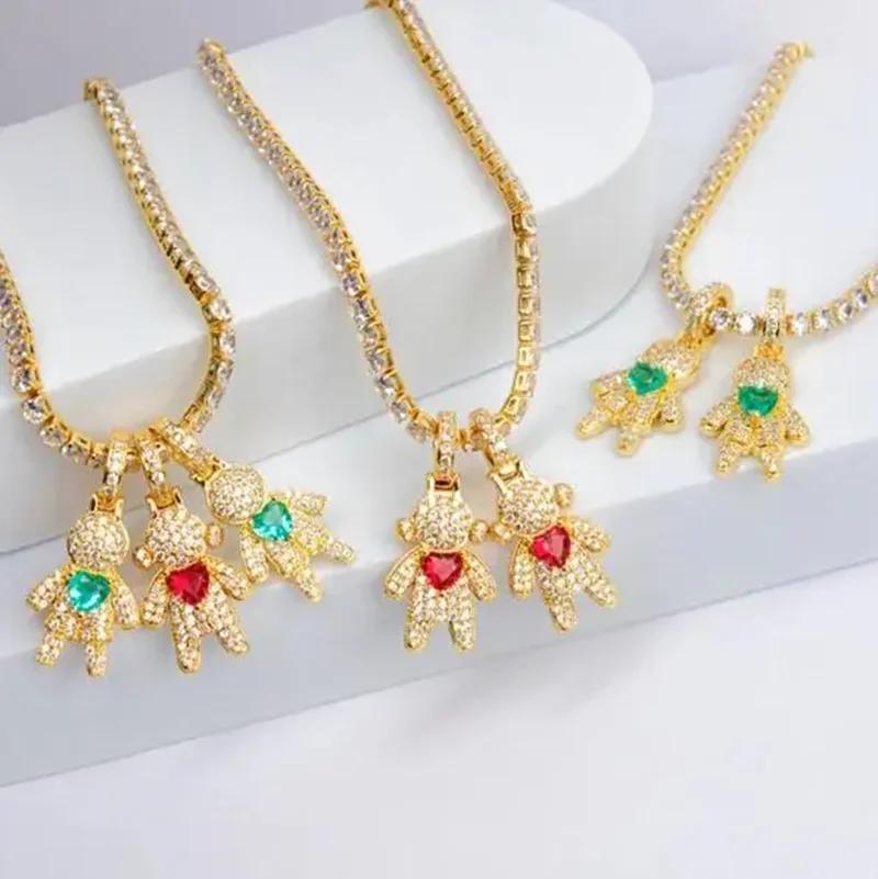 Nidin luz luxo na moda pavimentar cristal brilhante zircão menina menino pingente colares para mulheres filho/filha moda jóias presentes finos