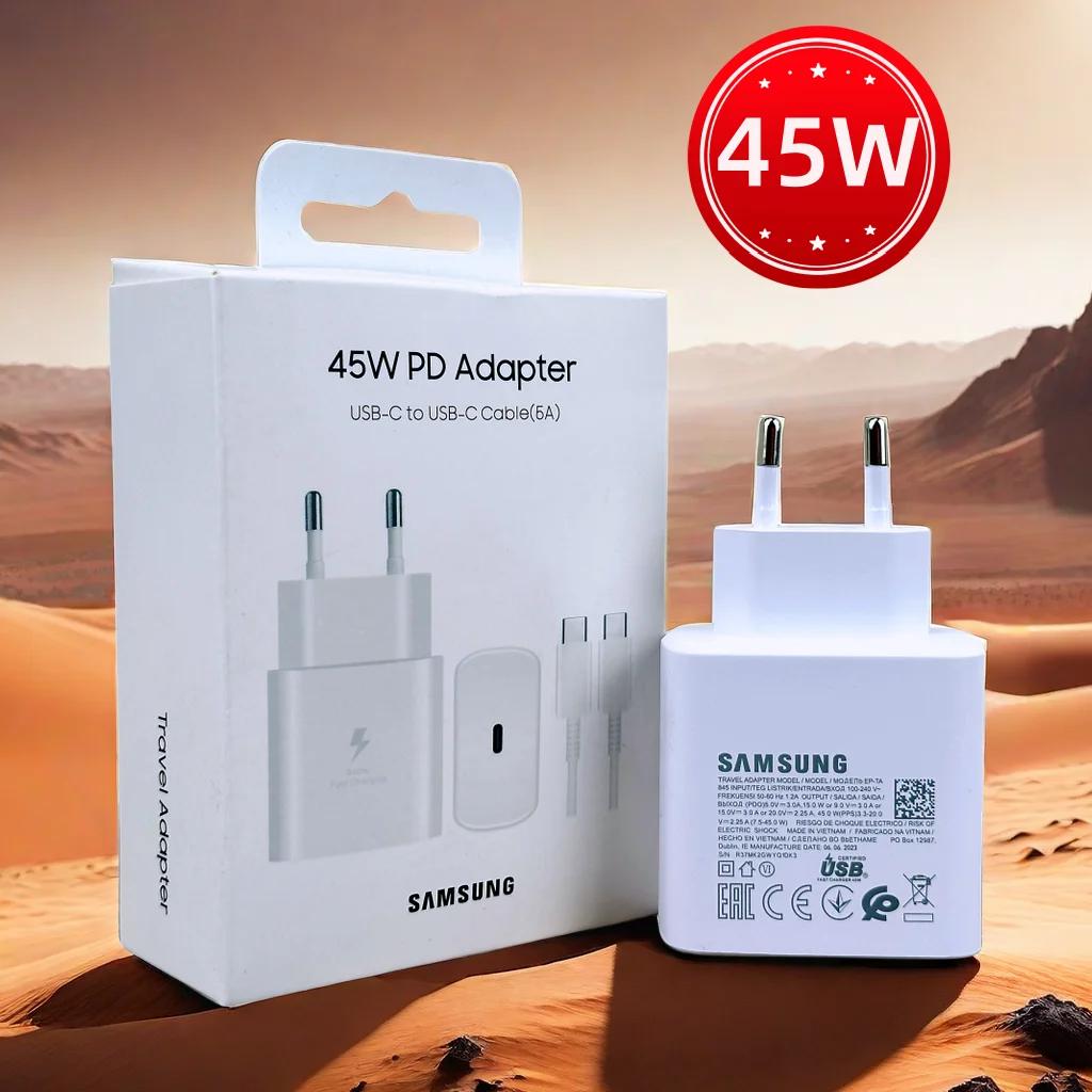 Carregador Super Rápido Original para Samsung, Adaptador Cerâmico EU, Galaxy Z Fold 5 4 3 Flip 5 4 3 S23 S24 Ultra S20 S22 S21, 45W