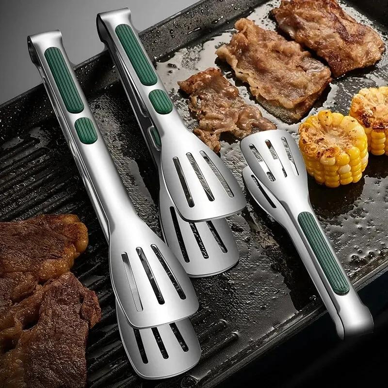 1pc antiderrapante aço inoxidável pinças de alimentos carne salada pão clipe churrasco grill buffet braçadeira ferramentas cozinha acessórios