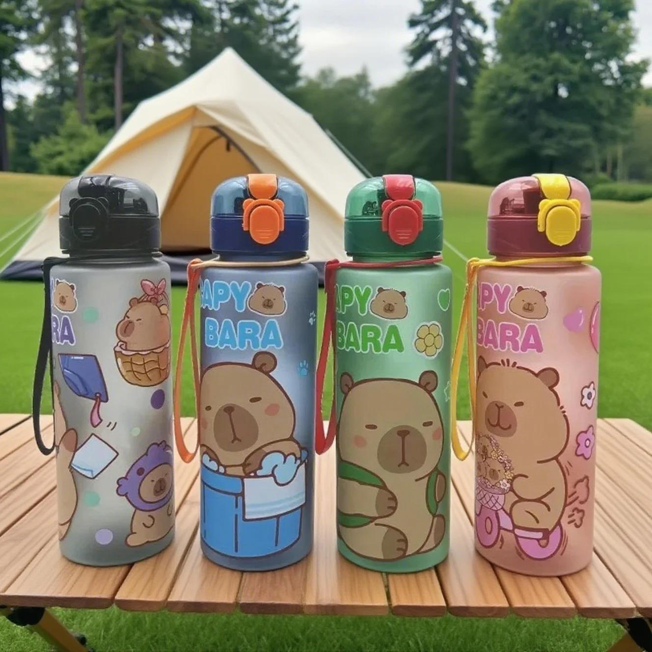 700ml bonito dos desenhos animados capivara copo de água à prova de vazamento garrafa de água de plástico portátil viagem acampamento garrafa beber para crianças