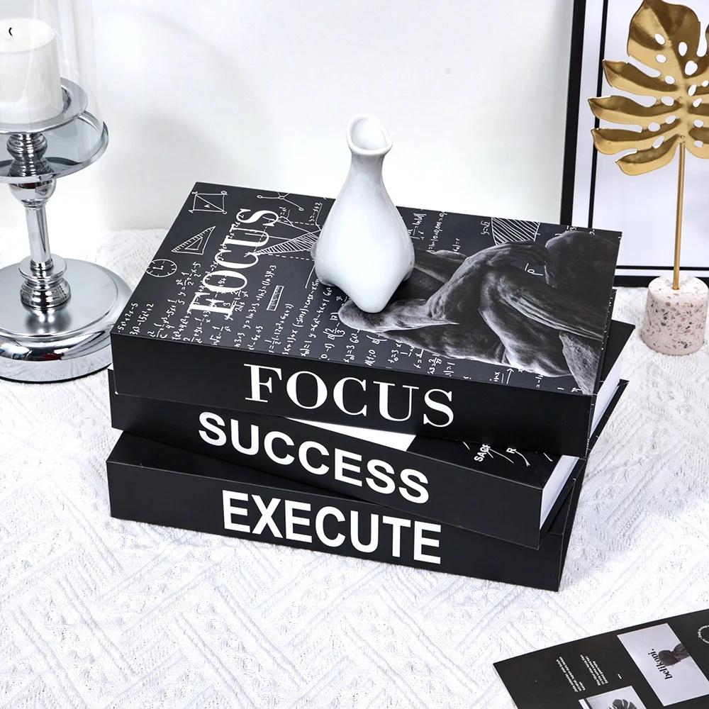 Minimalismo livros falsos sala de estar decoração luxo casa ornamentos estudo caixa livro macio modelo vintage para café clube hotel