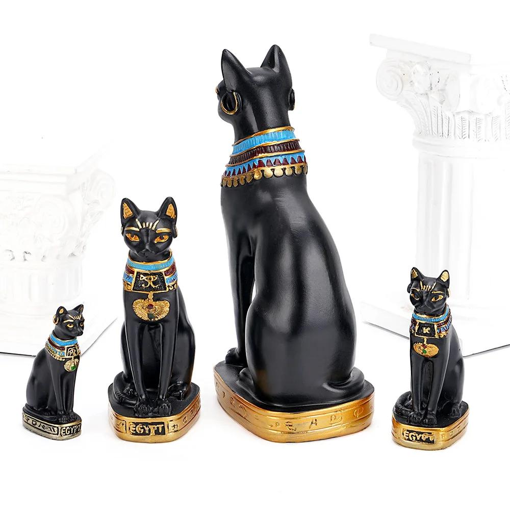 Estátua egípcia de gato bastet, ornamento vintage, estatueta de resina, mini escultura para casa, escritório, mesa, decoração de jardim