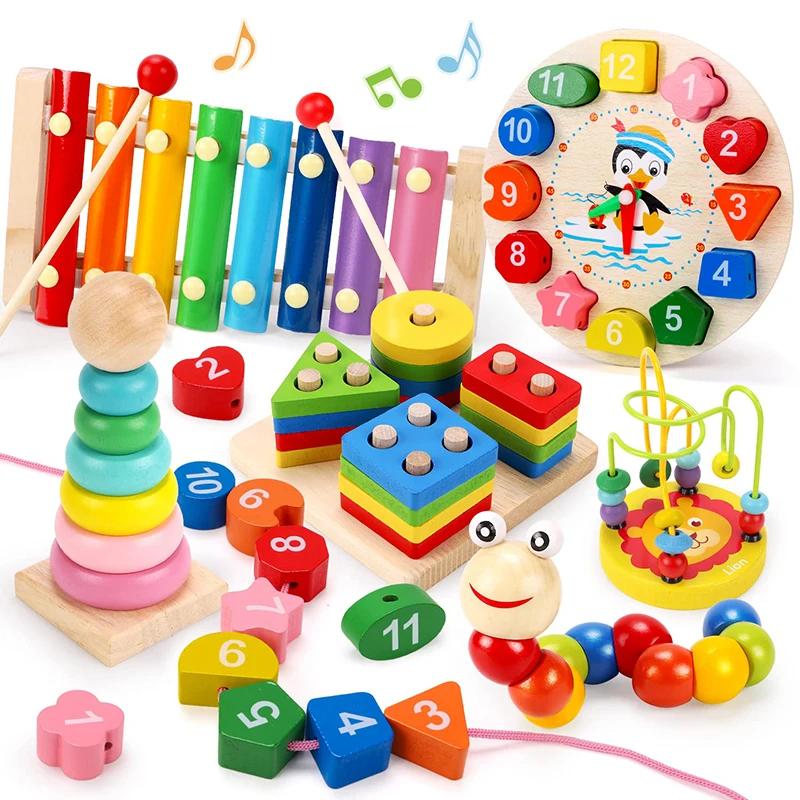 5-6 pçs/set montessori brinquedos de madeira para bebês menino menina presente jogos de desenvolvimento do bebê quebra-cabeça de madeira para crianças brinquedo de aprendizagem educacional