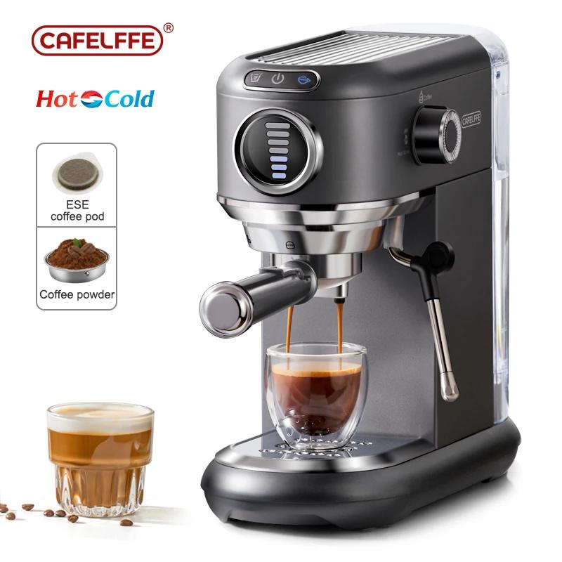 Cafelffe-Máquina Espresso Cappuccino Inox, Cafeteira Semi Automática, Vapor de Aço Inoxidável, Quente e Frio, ESE POD e Pó