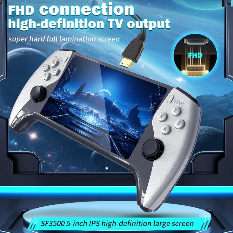 Multifuncional 5 Polegada ips hd retro console de jogo portátil sf3500 suporte multi-sistema com porta fhd & dual core, 256gb expansível