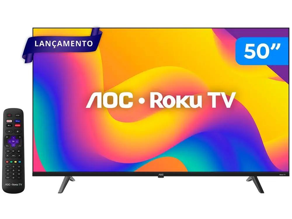 Smart TV 50" AOC 4K DLED 50U7045/78G Roku TV Quad Core 3 HDMI