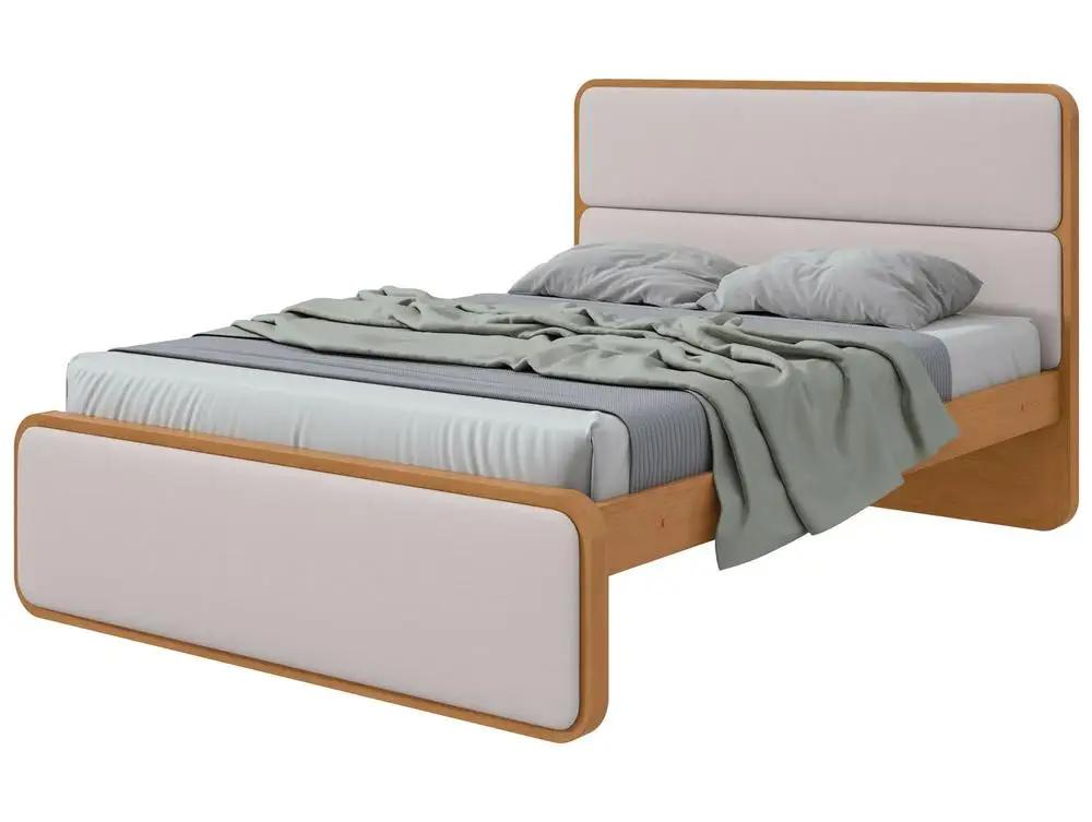 Cama de Casal Móveis Lopas Loop Amêndoa Clean e Corano Bege