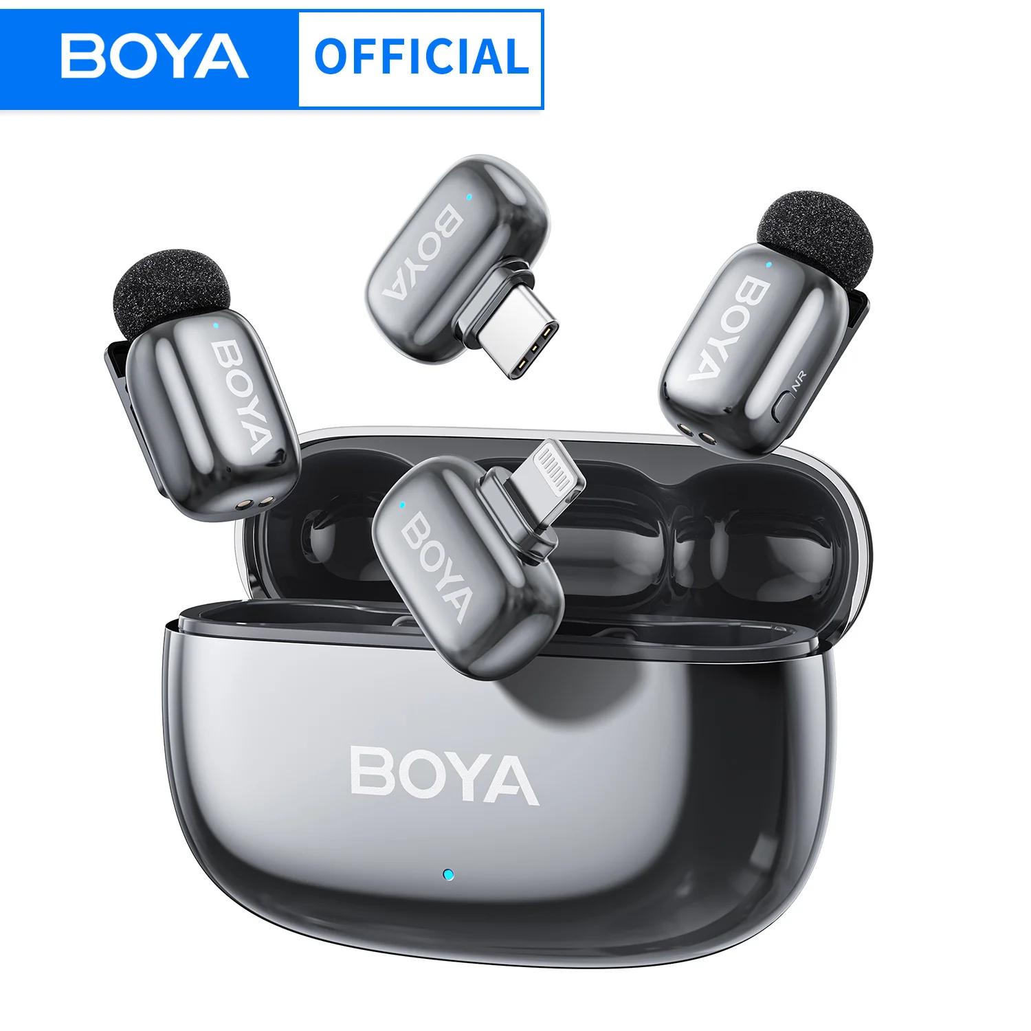 Boya mini 2 microfone de lapela sem fio ai redução de ruído mini microfone para iphone 6-14/15-17 USB-C android telefone gravação de vídeo