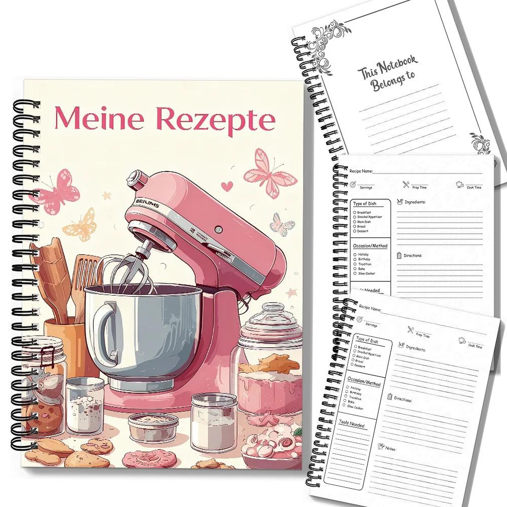 Livro de Receitas com Encadernação Espiral, Ideal para Culinária e Planejamento de Refeições, Perfeito para Chefs Domésticos e Cozinheiros Profissionais, Livro de Receitas para Cozinhar