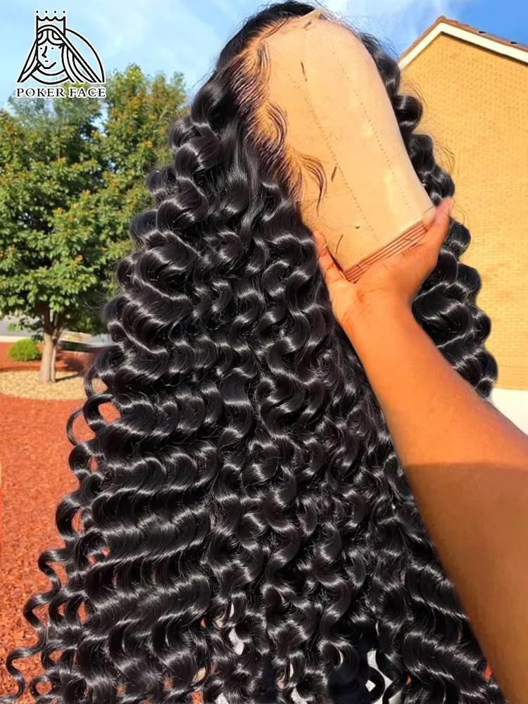 Alta densidade solta onda profunda 13x6 frente do laço perucas de cabelo humano 30 40 Polegada brasileiro encaracolado onda de água hd peruca frontal do laço para mulher