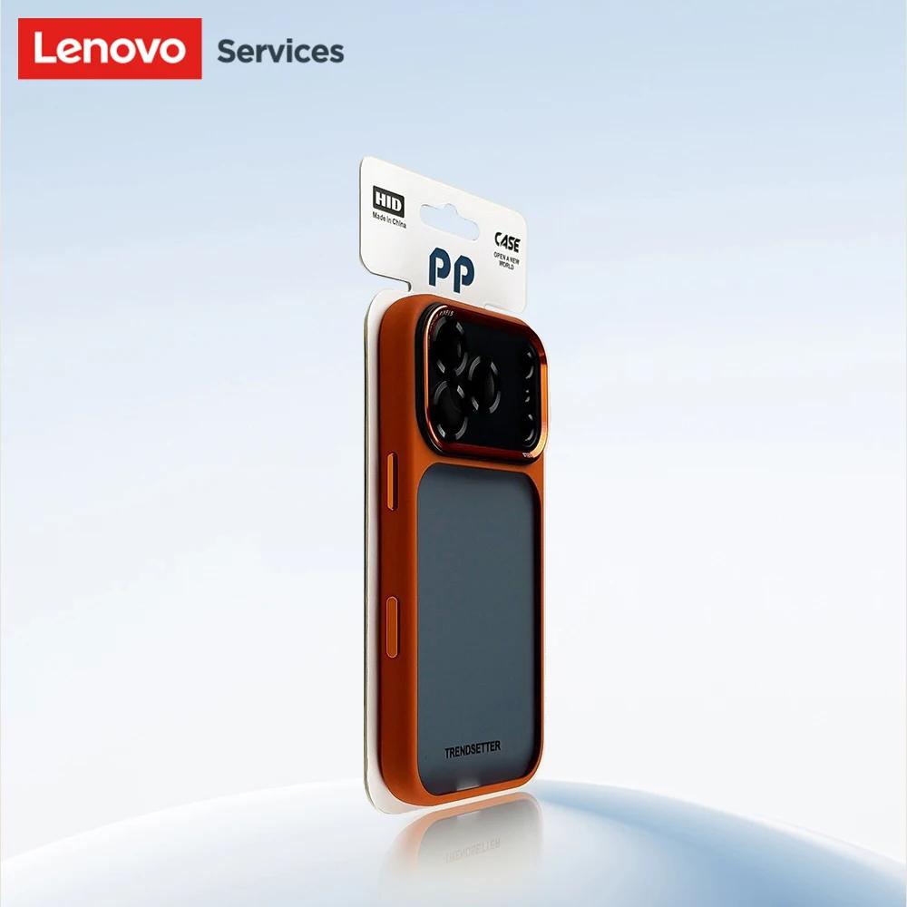 Lenovo luxo laranja escudo fosco transparente caso de telefone para iphone 16 17 pro max novos botões de metal pele sentir capa à prova de choque