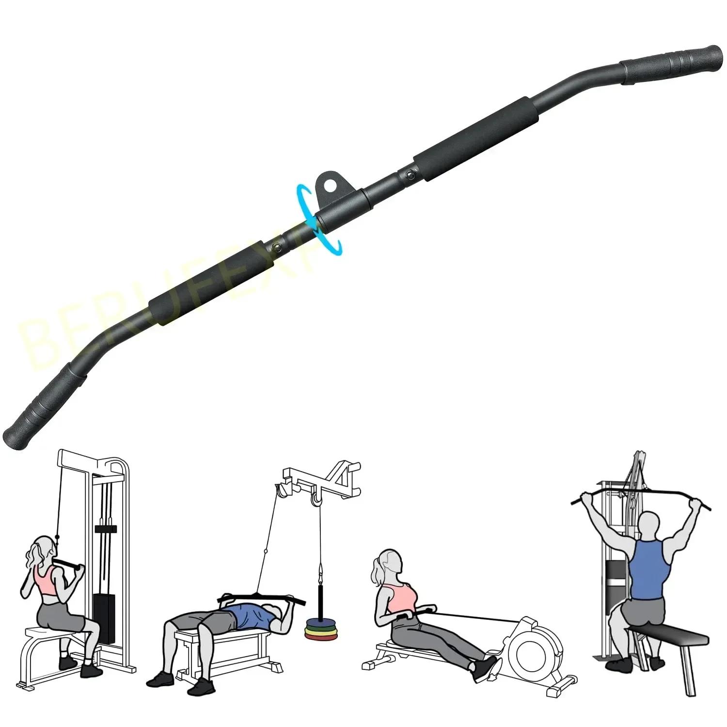 Barra de Puxada Lat Pulldown de 39,4'' com Acessórios para Tríceps e Rotação 360° para Sistema de Polia e Máquina de Cabo de Academia