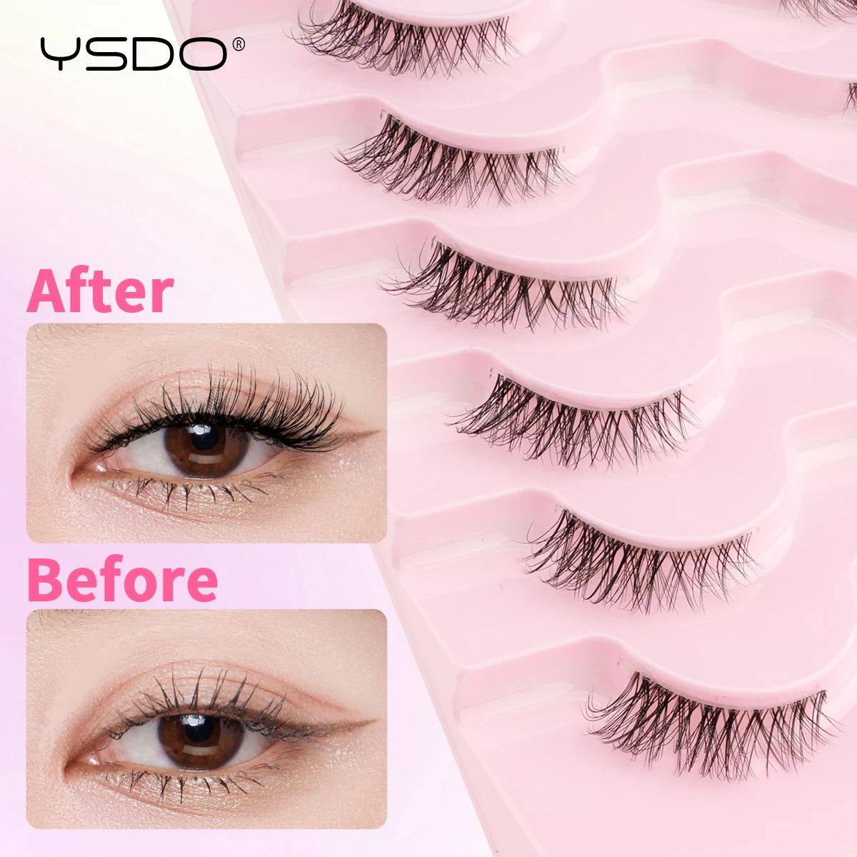 Cílios Postiços YSDO Meia Lâmina 3/10 Pares Naturais Longos 3D de Visón Sintético para Maquiagem, Cílios Curtos e Leves