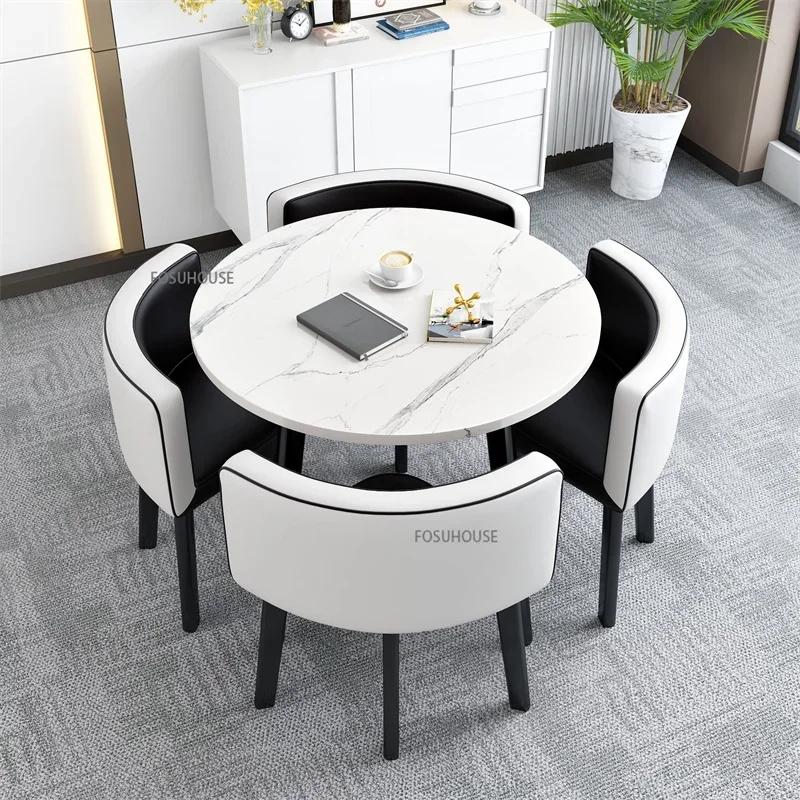 Conjunto de mesas de jantar redondas nórdicas, móveis para sala de jantar, cozinha, conjunto de mesa de jantar com 4 cadeiras, luz para casa, mesas centrais de luxo