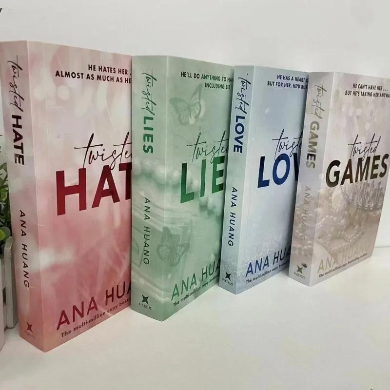 4 livros/conjunto série torcida por Ana Huang Livros Amor/Jogos/Odio/Lies Livro de romance em inglês de bolso