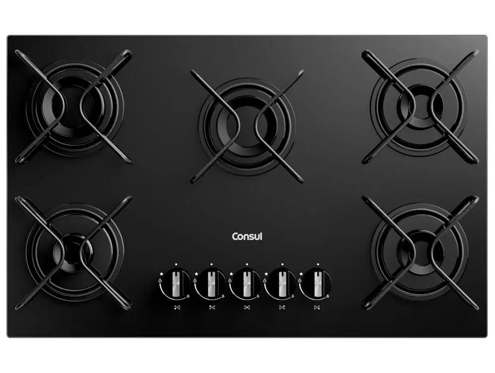 Cooktop 5 Bocas a Gás Consul GLP Preto Superautomático CD060BE - Bivolt