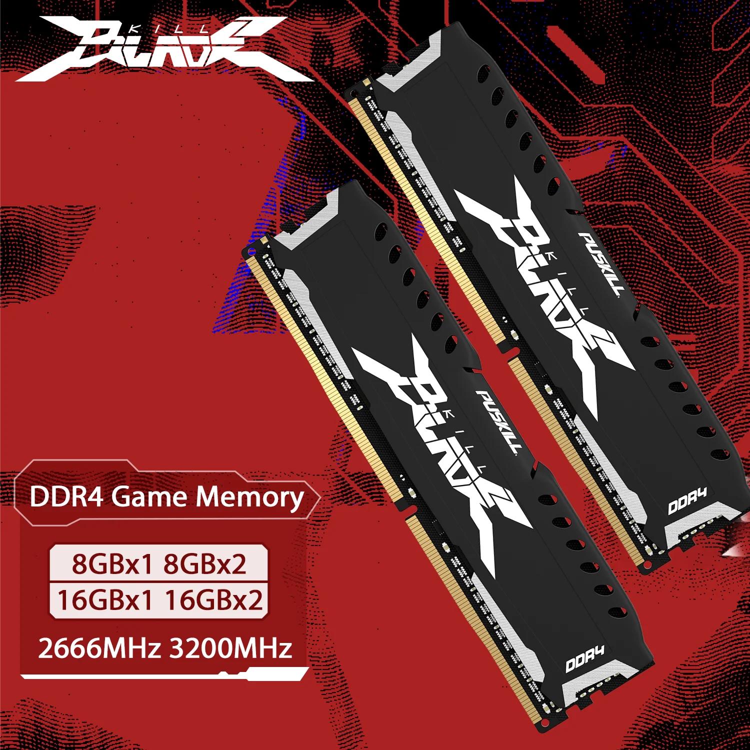 PUSKILL Memória RAM DDR4 16GB 8GB 1.2V 3200MHz 2666MHz Computador de mesa UDIMM Colete de resfriamento Memória Memoria
