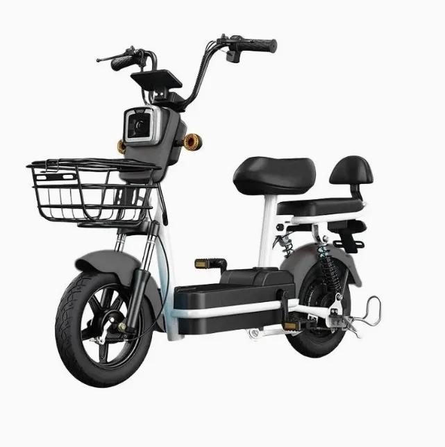 Scooter elétrico 48V para adultos, bicicleta elétrica rápida com estrutura de aço e motor eletrônico, engrenagens de 3 velocidades para uso urbano