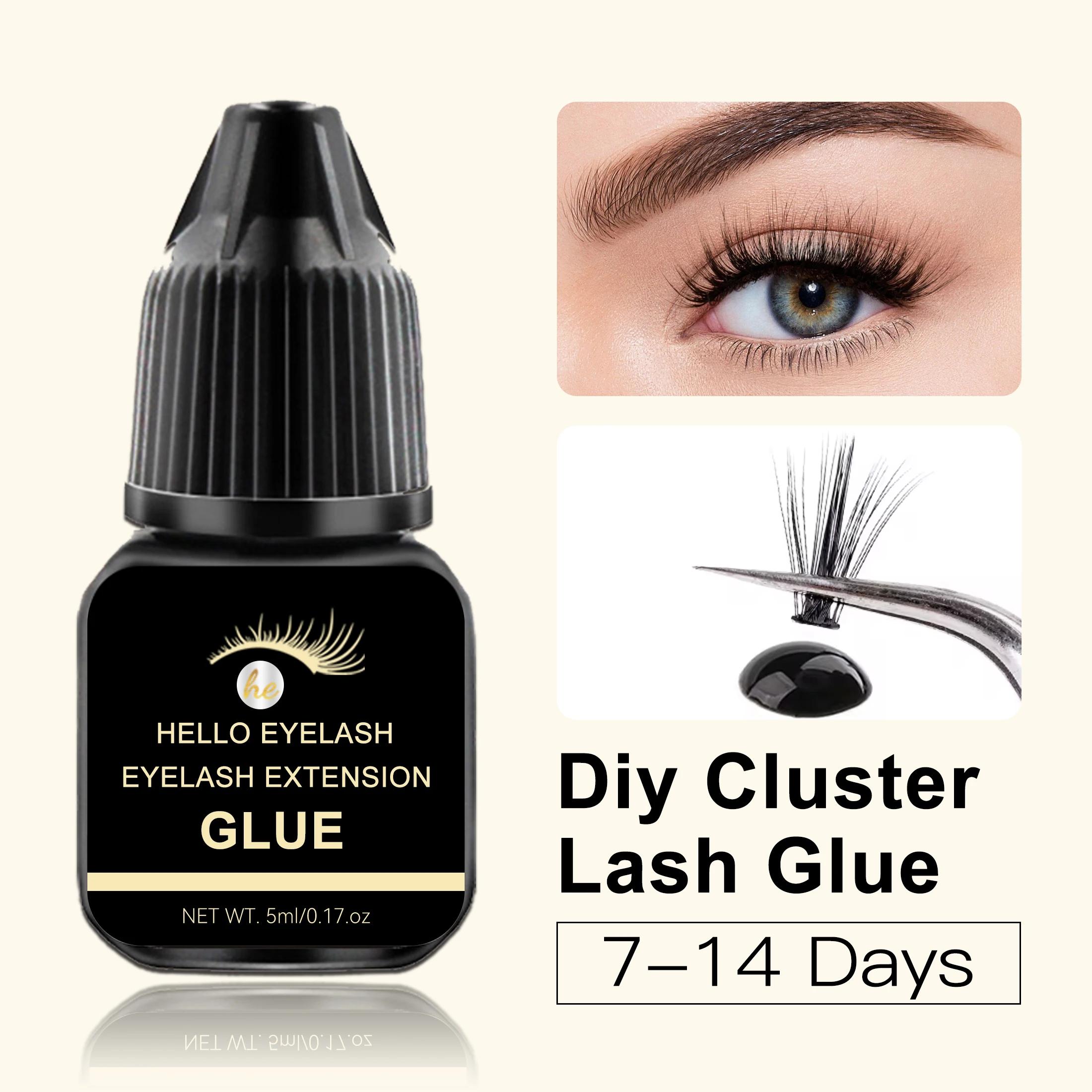 Cola para extensão de cílios postiços, faça você mesmo, 5ml, secagem rápida, forte, retenção adesiva, 7-14 dias, baixo cheiro, cola para cílios de vison em casa