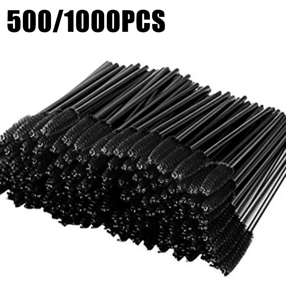 Conjunto de pincéis para cílios, 500/1000 peças, atacadista, rímel, escova para extensão de cílios, varinhas de sobrancelha, aplicador, ferramentas de maquiagem