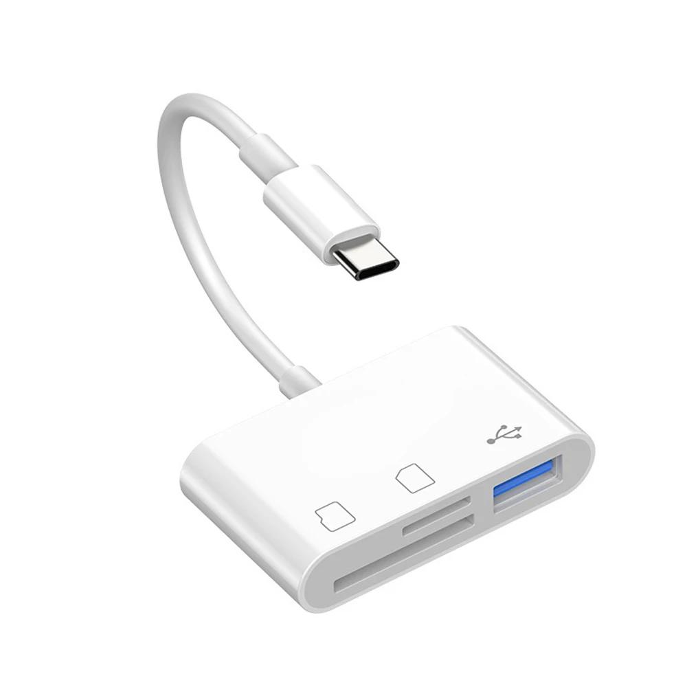 Adaptador OTG Tipo C Leitor de Cartão TF/SD para Xiaomi Oneplus iPhone OPPO POCO Acessórios para Celular 3 em 1 Conector USB C para A