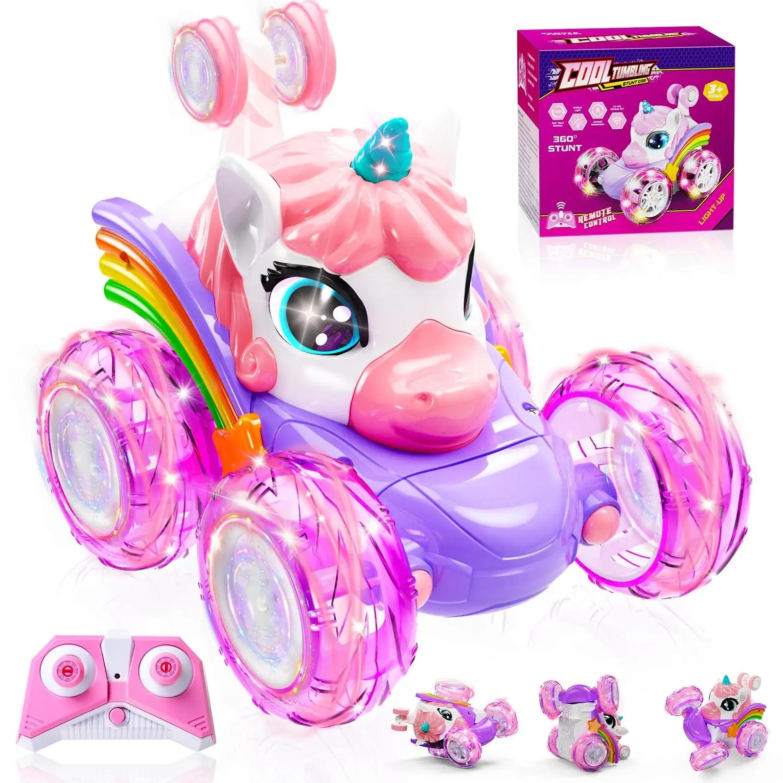 Unicórnio rc carro de controle remoto unicórnio brinquedos elétricos dos desenhos animados brinquedos bonitos diversão criativa boneca emissora de luz presentes da menina