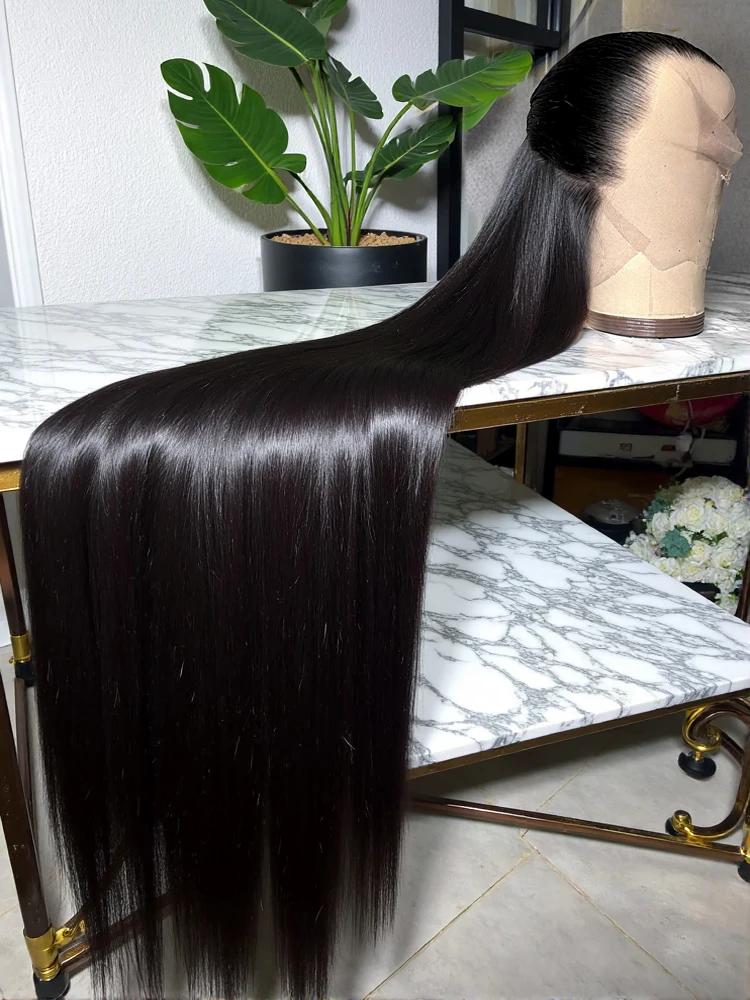 30 40 42 Polegada osso em linha reta perucas de cabelo humano 13x4 13x6 hd peruca frontal do laço brasileiro em linha reta frente do laço peruca de cabelo humano para mulher