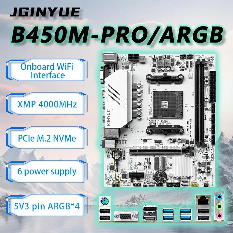 JGINYUE B450 AM4 Placa-mãe M-ATX suporta CPU AMD Ryzen2000-5000 série EXPO DDR4 RAM Desktop PC B450M PRO ARGB