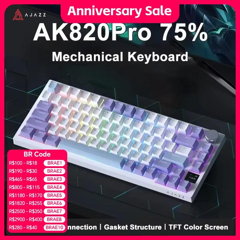 Teclado Mecânico Gamer AJAZZ AK820 / AK820Pro 75% 82 Teclas com Fio (Modo Único) / Sem Fio Bluetooth para Laptop e PC