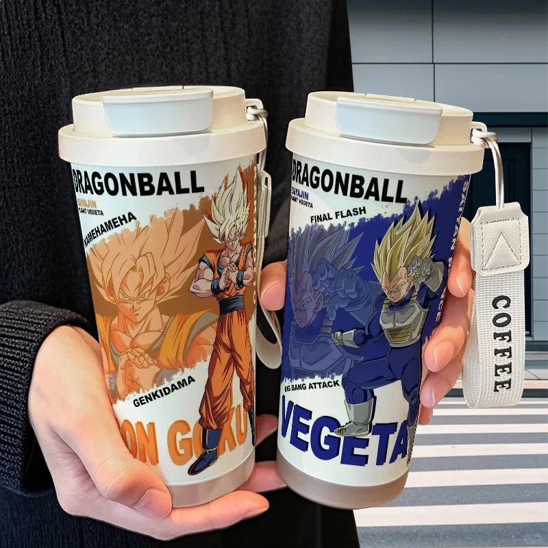 Dragon ball animação dos desenhos animados garrafa térmica periférica estudante de aço inoxidável de alta aparência dupla bebida copo de café de grande capacidade