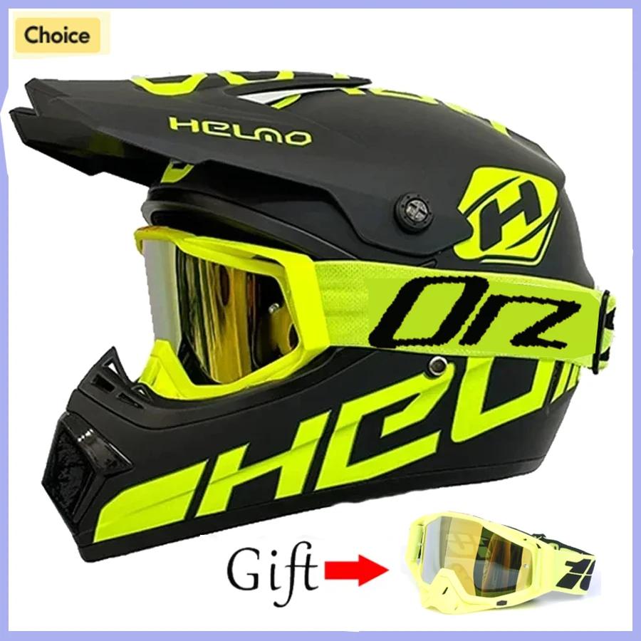 Capacete de motocicleta profissional motocross off road, capacete de proteção para crianças off-road, óculos para presente