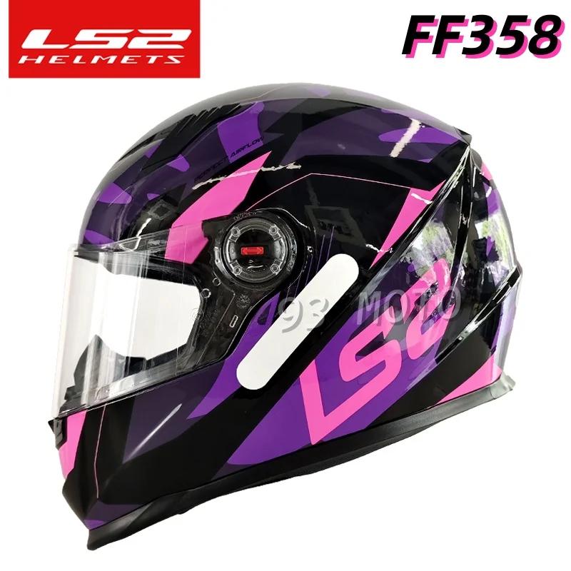 Capacete ls2 rosto cheio capacete da motocicleta ls2 ff358 rosa capacetes de corrida motocross certificação ece casco moto casque para mulher