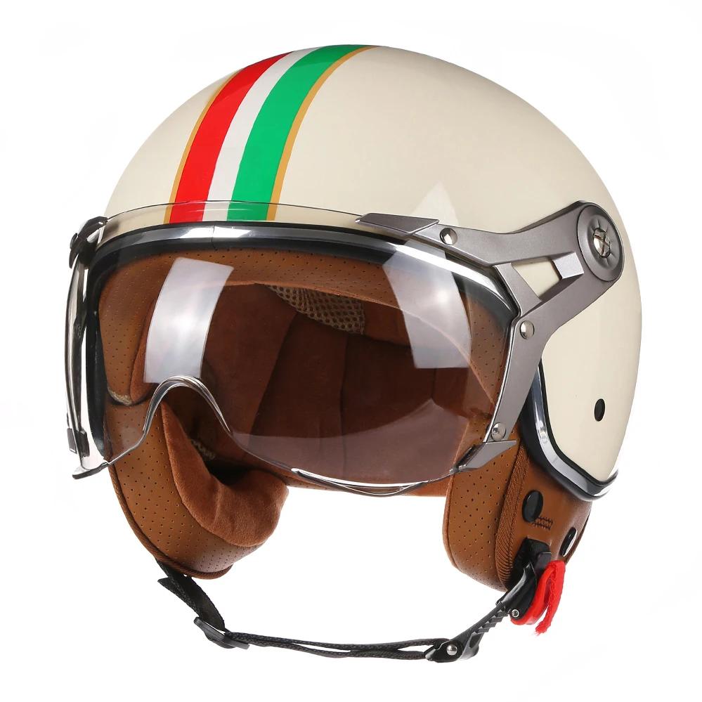 Novo rosto aberto 3/4 capacete da motocicleta retro capacetes de moto vintage chopper capacete de moto scooter com para homens mulheres dot