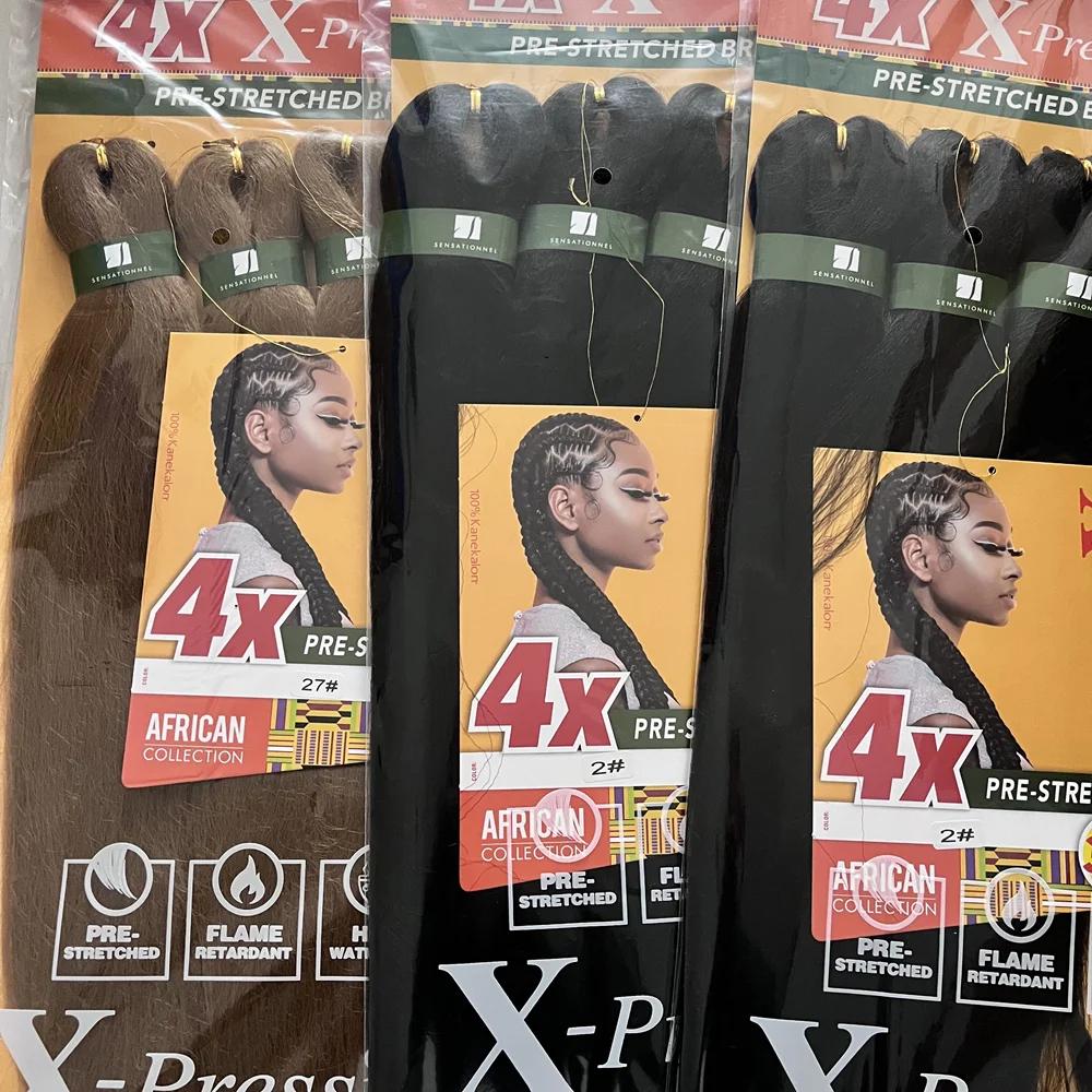 4x sensacional prestretched 38 polegada trança de cabelo sintético kanekalon retardador de chama para caixa trança e torção para mulher